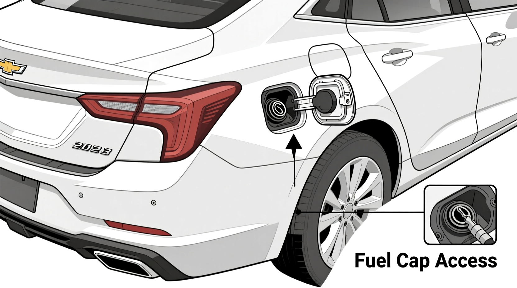 where is the gas opener on a chevy malibu