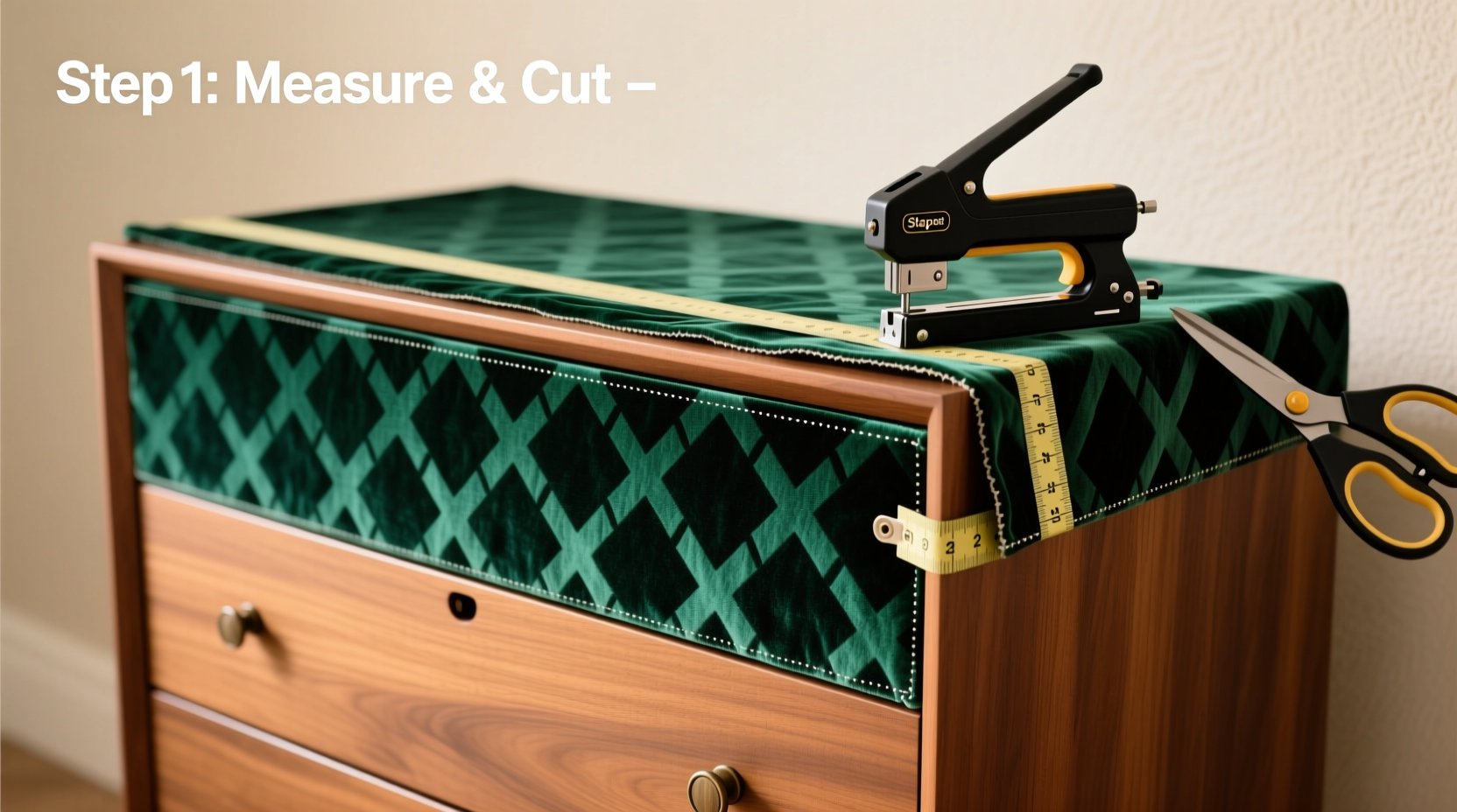 step by step guide to upholstering a chest of drawers for a stylish makeover