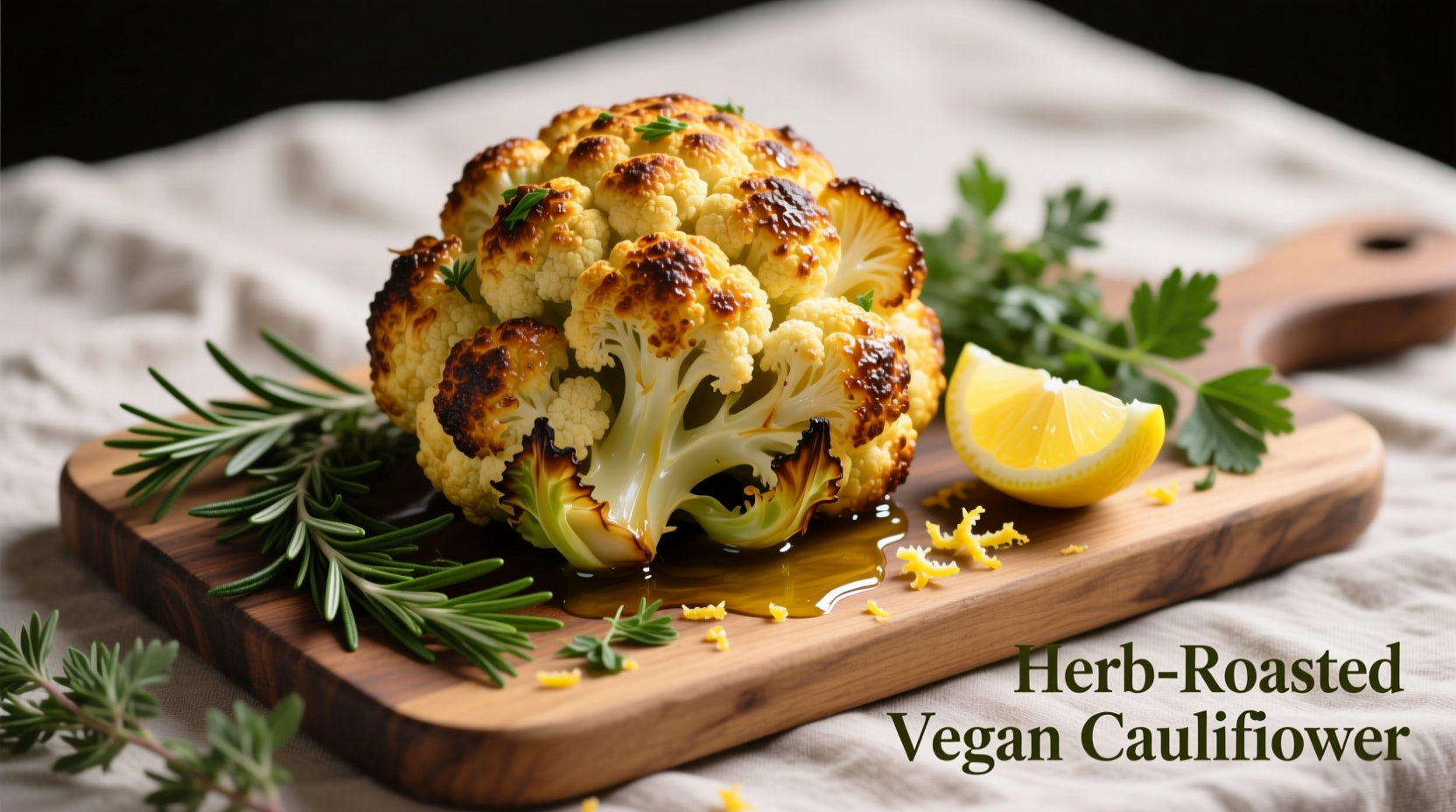 Vegan roasted cauliflower with herbs and lemon