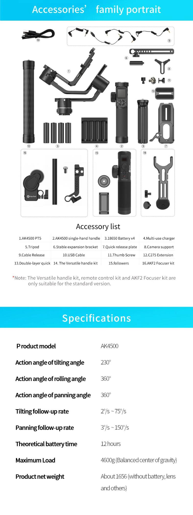 AK4500 Camera stabilizer For Portable Stabilizer Other Consumer Electronics