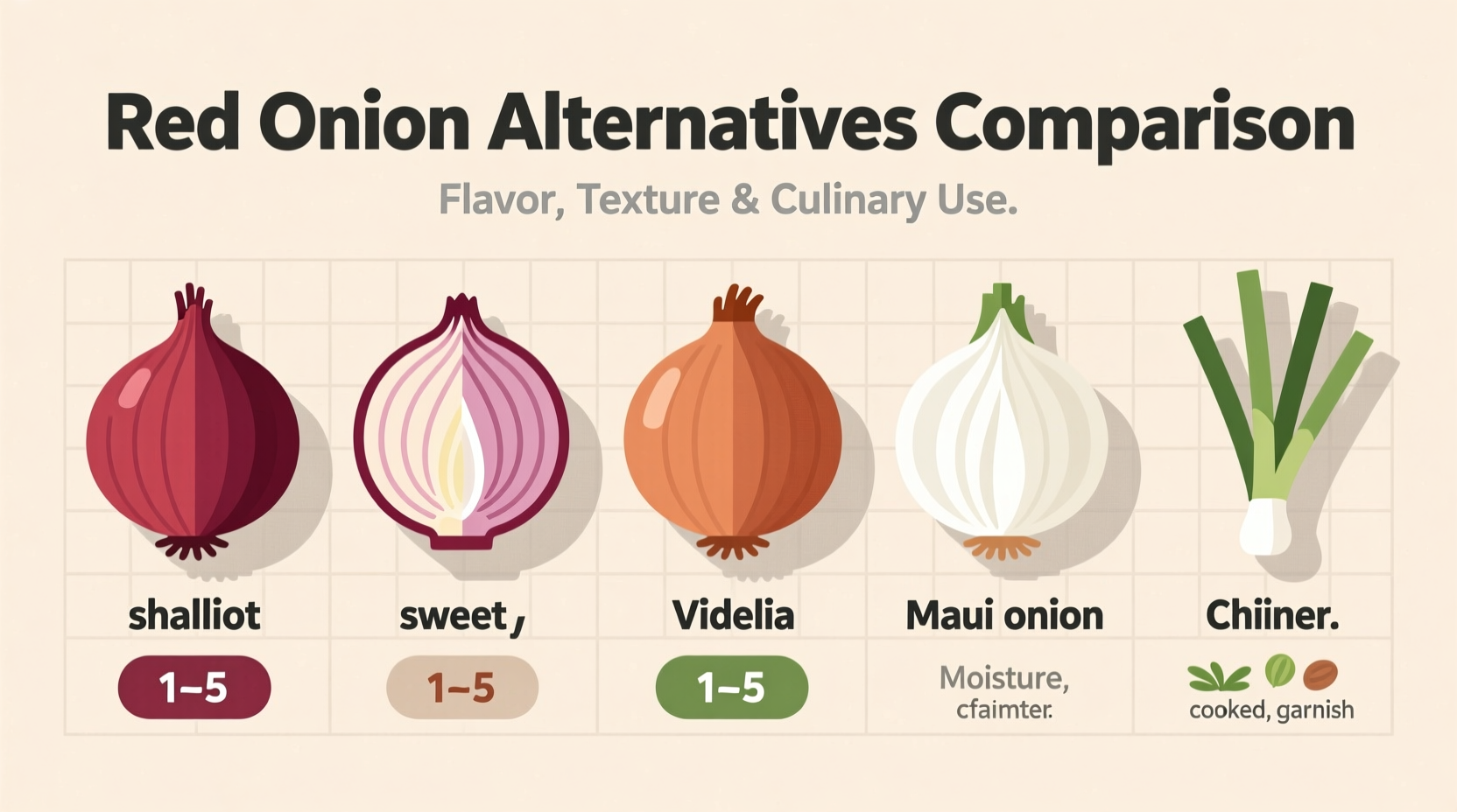 Red onion alternatives comparison chart