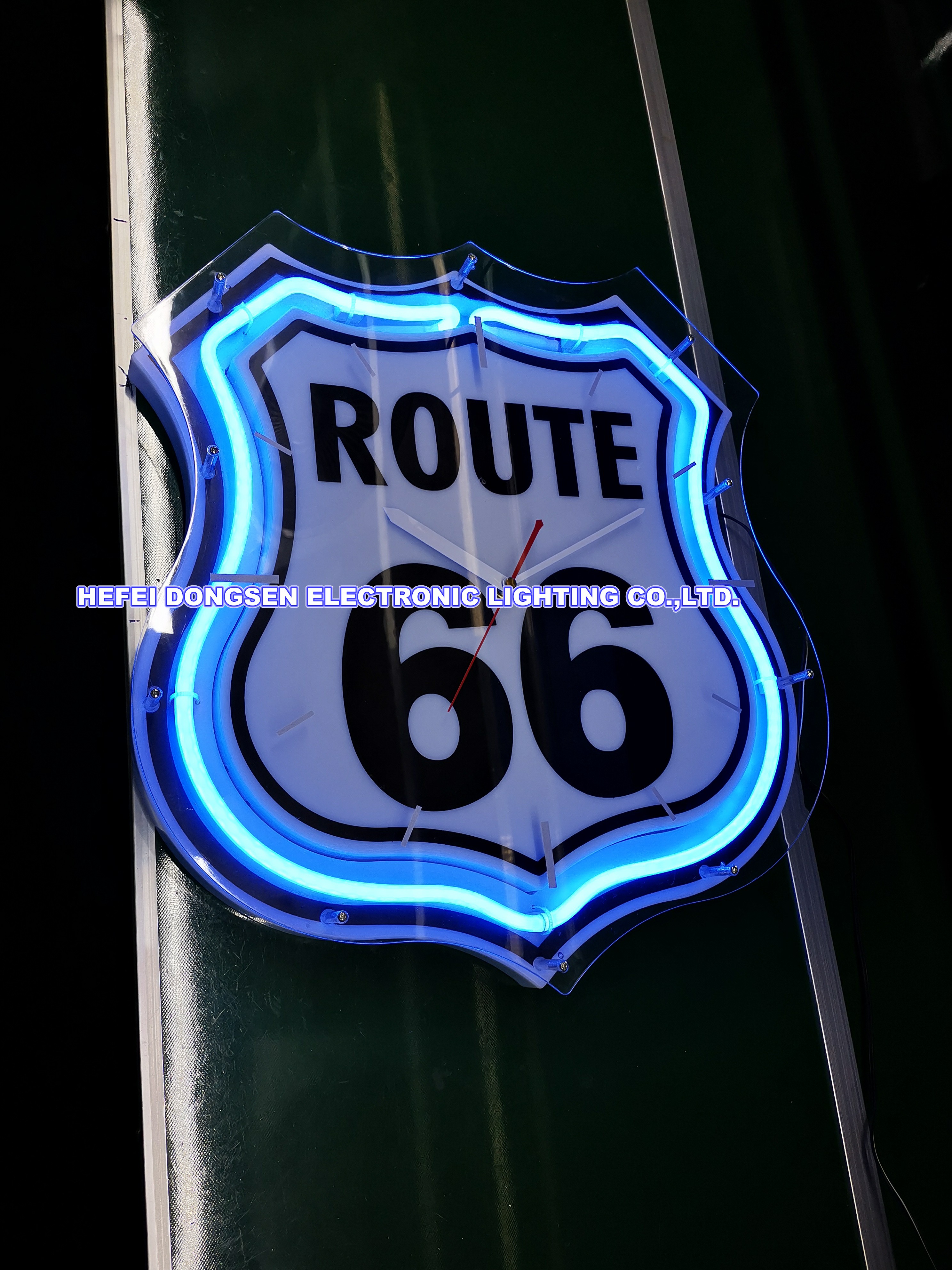 Route 66 Neon Clock - Custom Wholesale Home Decor Sign