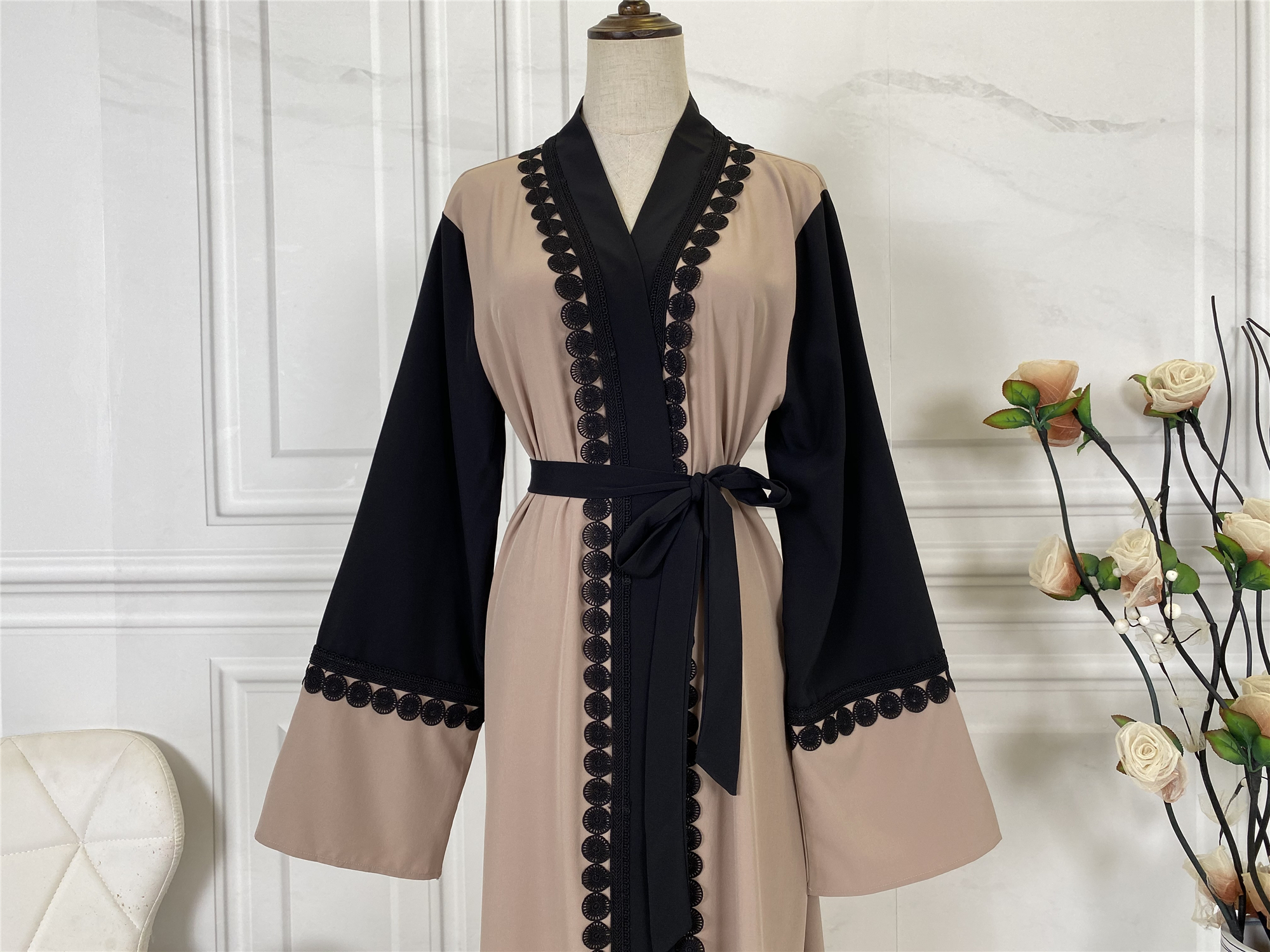 1840#Abaya With Embroidery New Style Front Clothing - CHAOMENG MUSLIM SHOP