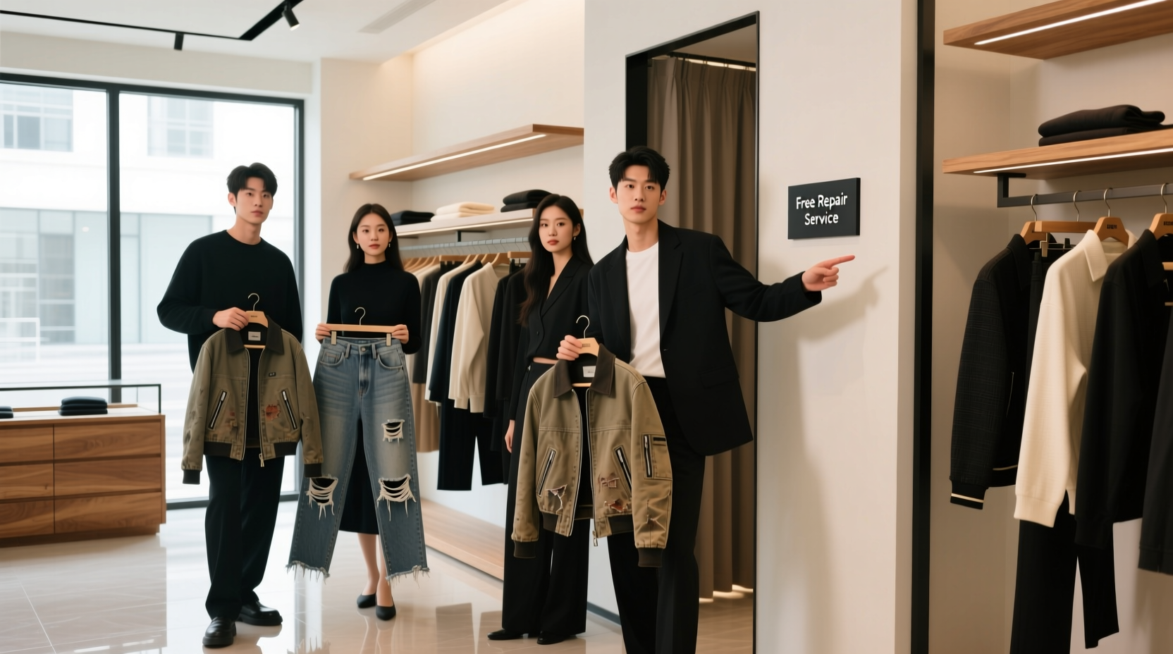 check if a clothier offers free repairs to save money o