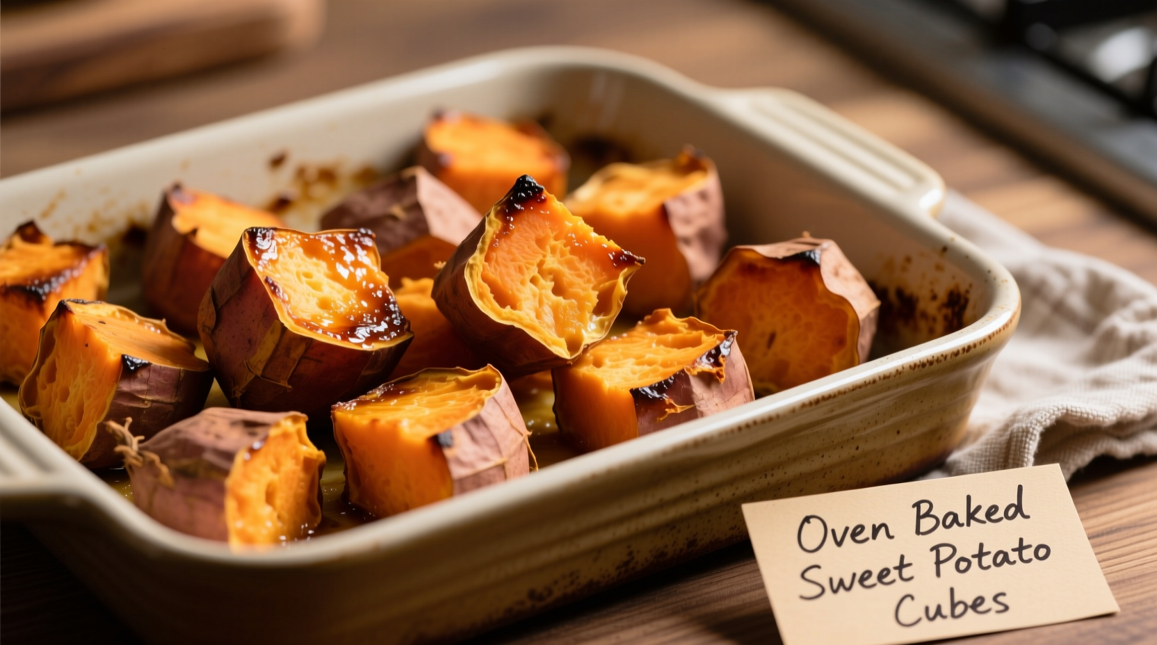 oven baked sweet potato cubes