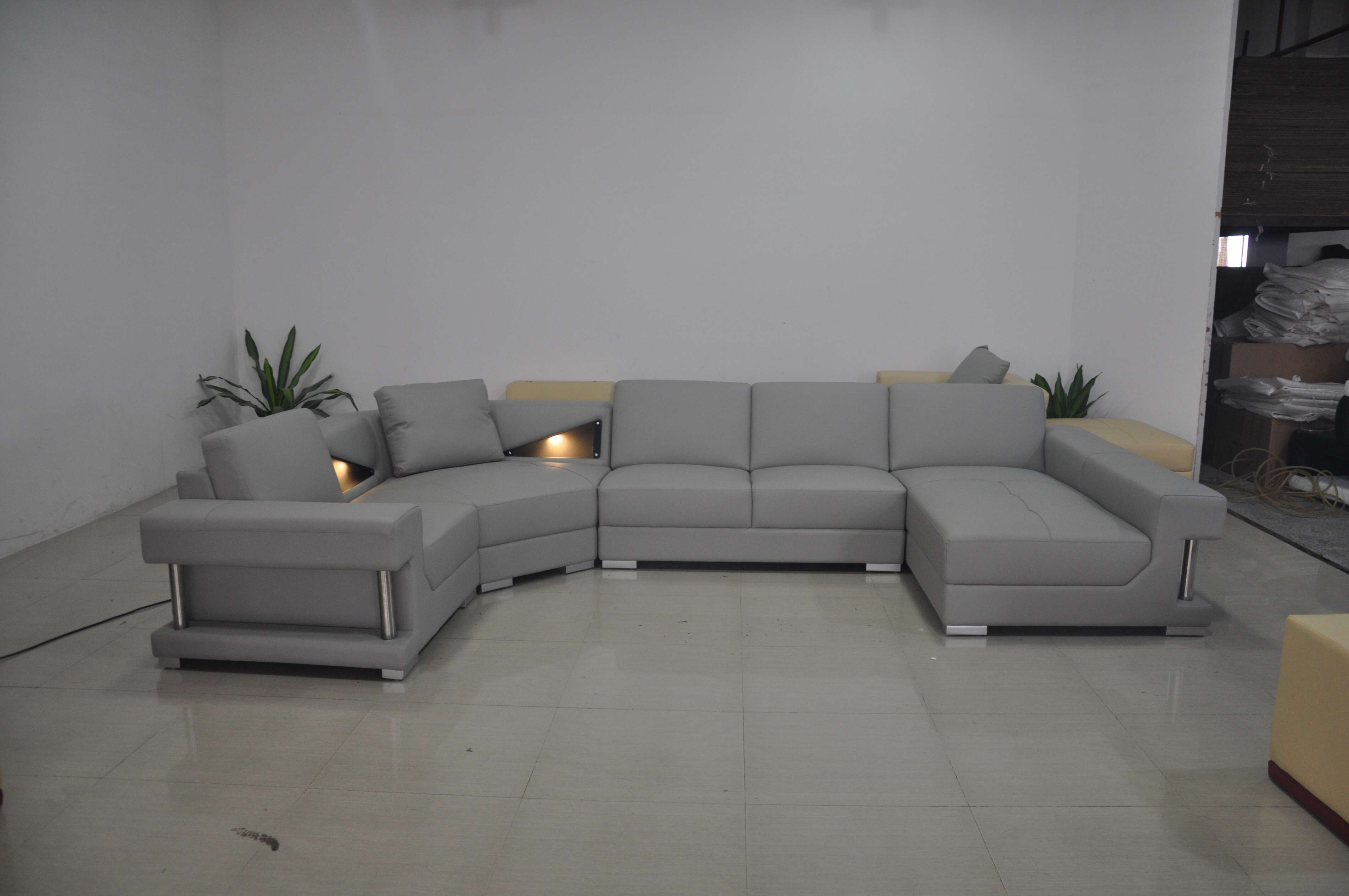 cbmmart现代客厅家具豪华真皮沙发套u形组合沙发客厅沙发