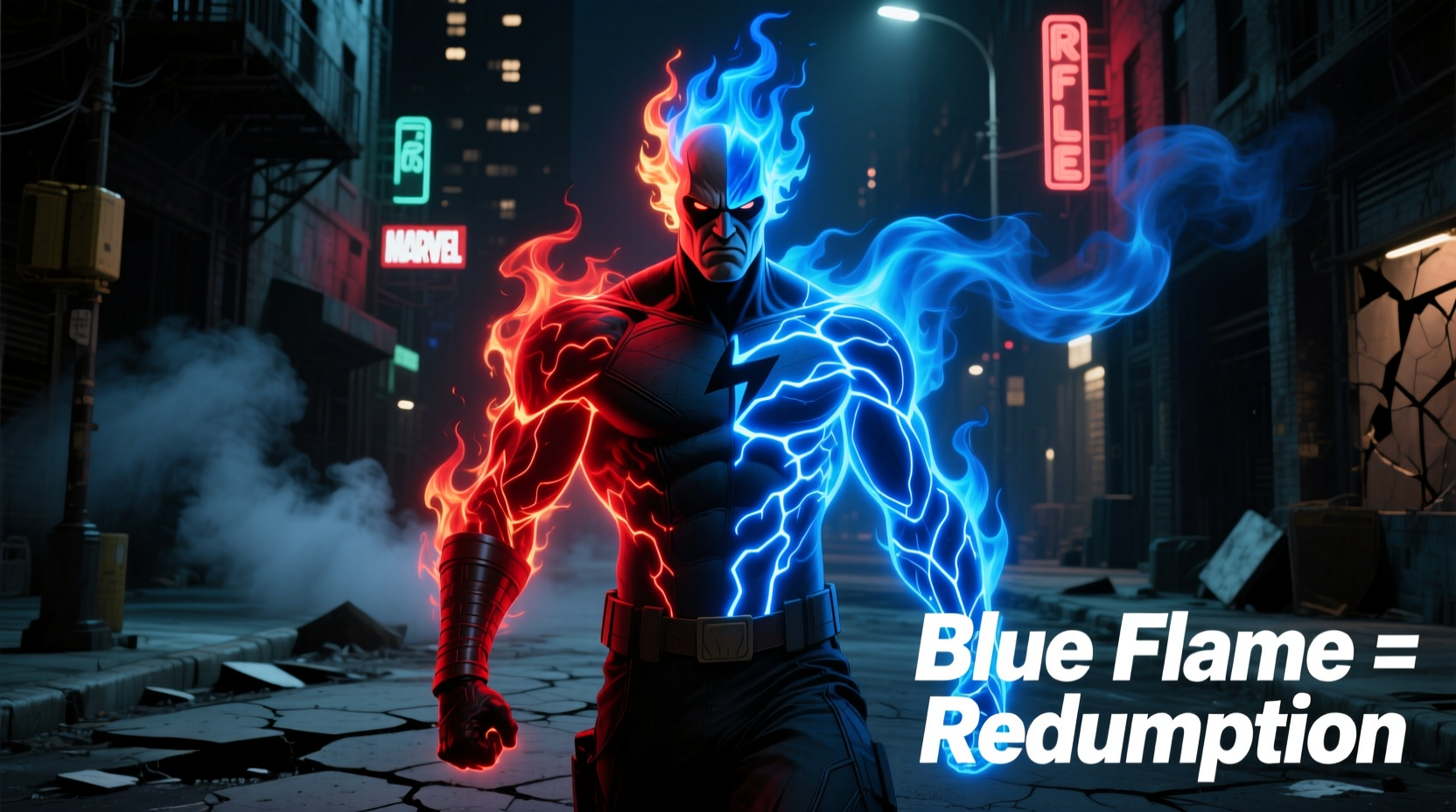 why does ghost rider turn blue flames color explained