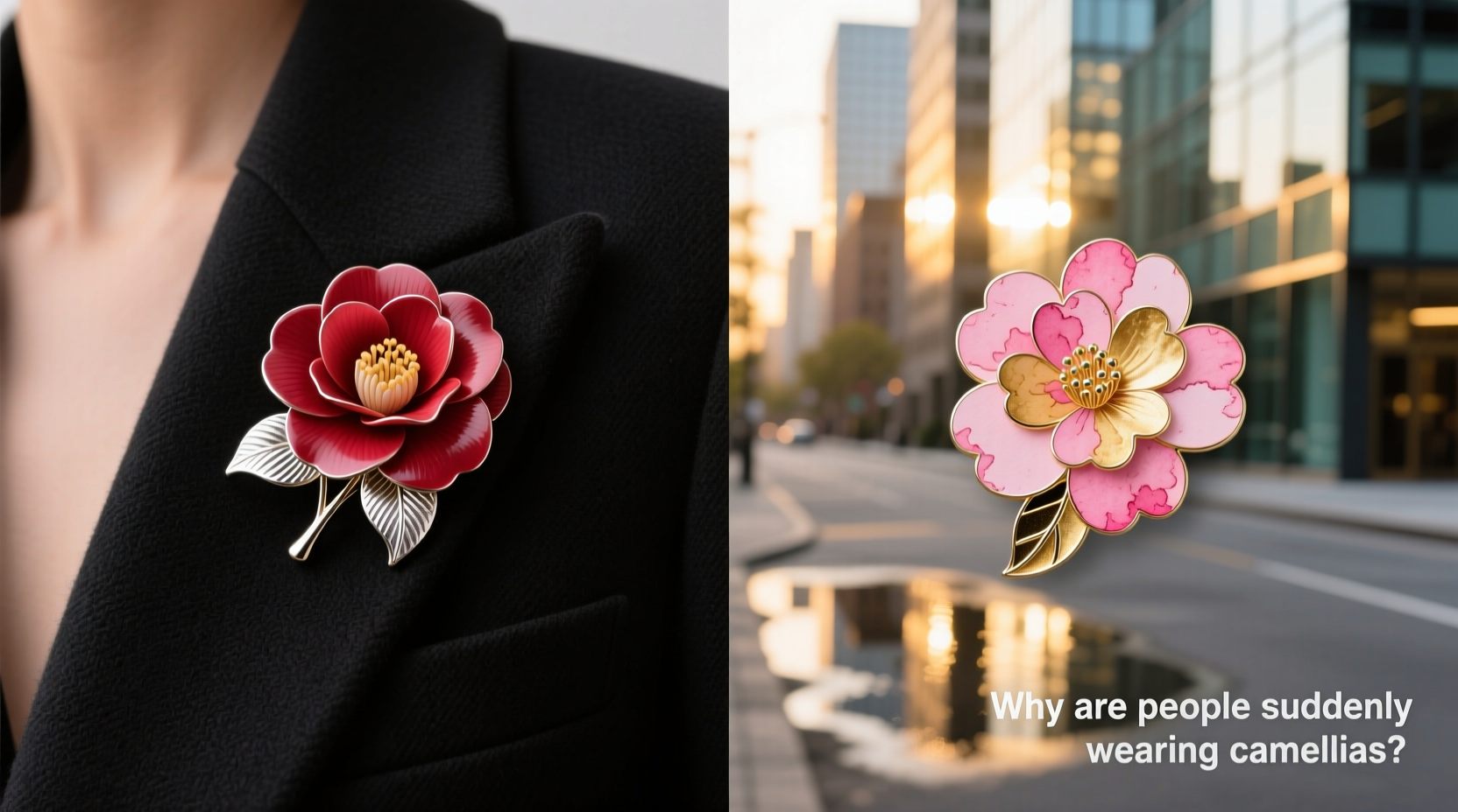 camellia brooch vs floral lapel pin why is everyone suddenly wearing camellias