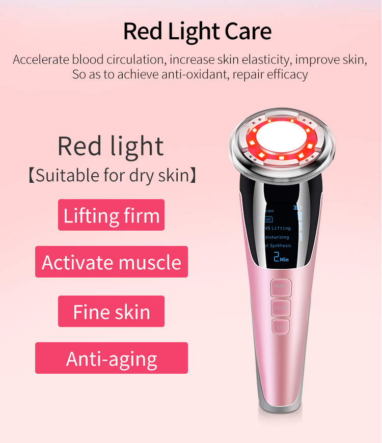 RTS Facial Clean Product EMS Galvanic Machine Red Blue LED Hot Cold Skin Tightening Device Face Lifting Massager