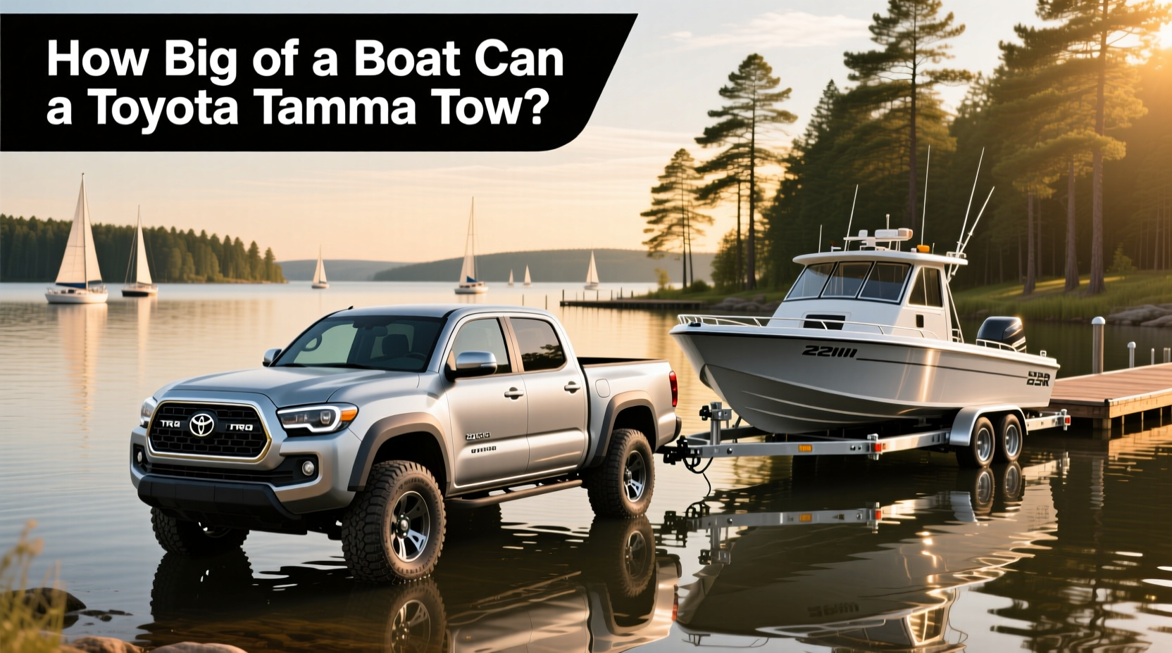 Toyota Tacoma towing a boat on a trailer