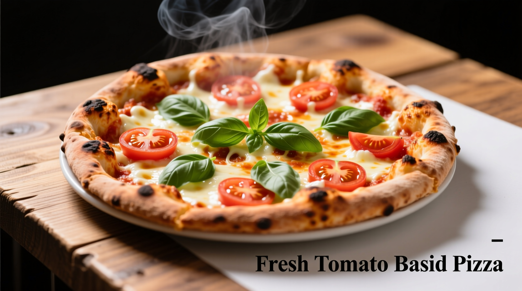 Fresh tomato basil pizza with melted mozzarella