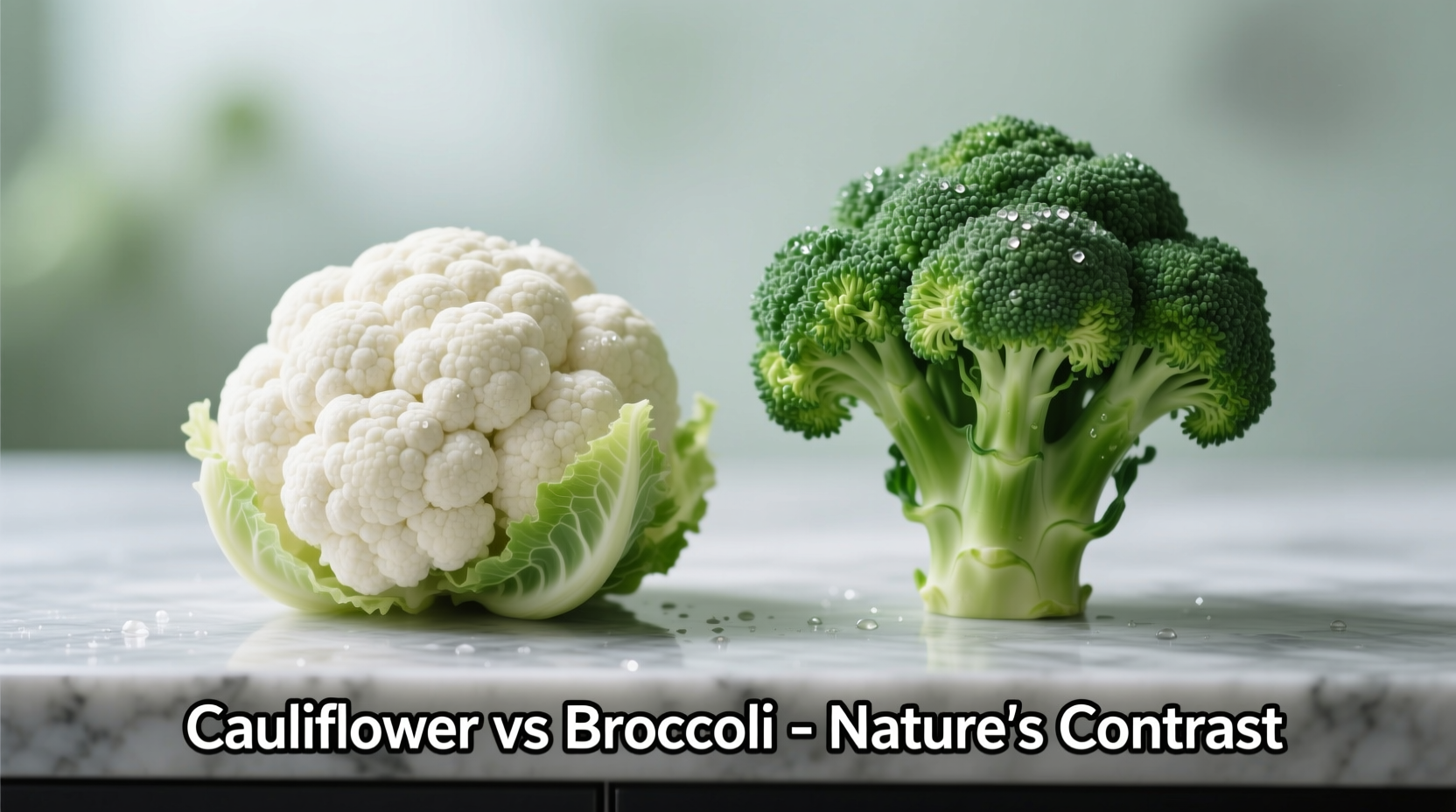 Cauliflower and broccoli side by side comparison