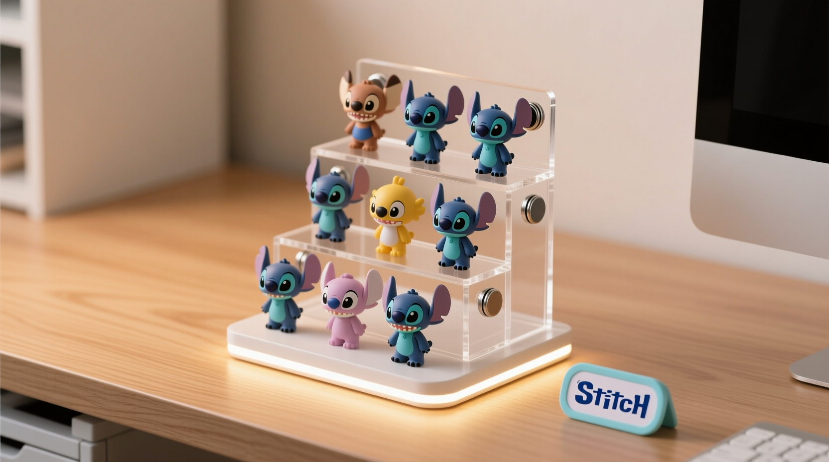 creative and space saving ways to display your stitch blind box figures on any desk