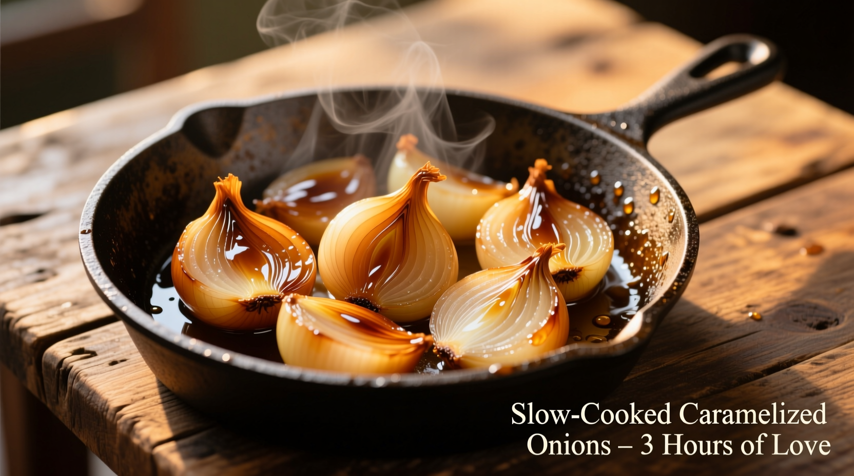 Caramelized onions in cast iron skillet