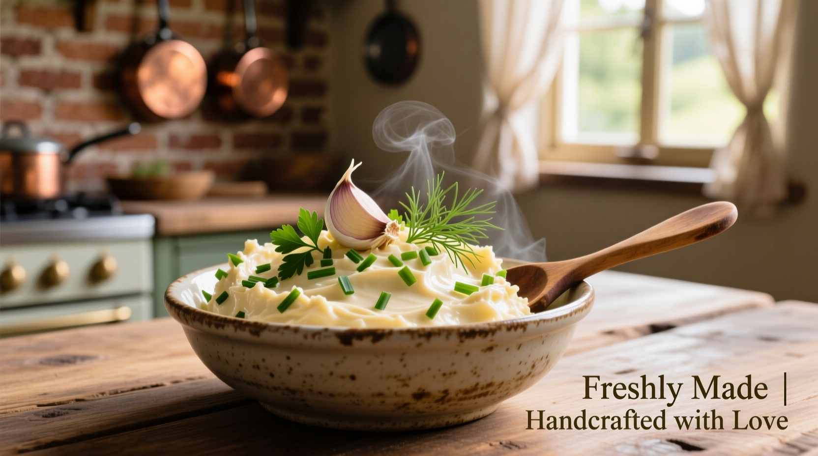 Homemade garlic cheese spread with fresh herbs