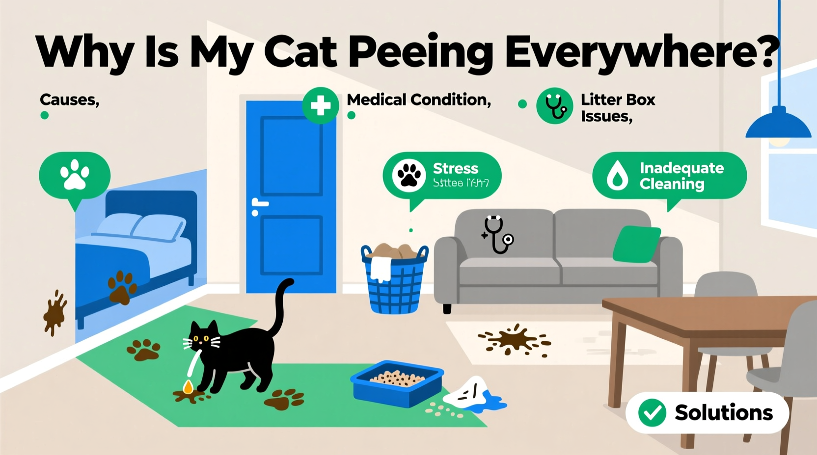 why is my cat peeing everywhere reasons solutions 5