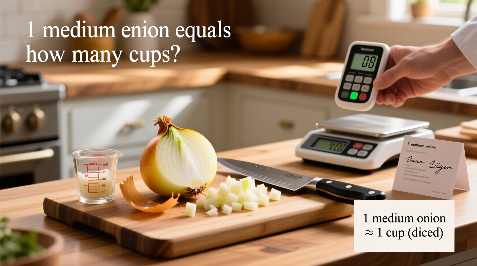 1 medium onion equals how many cups