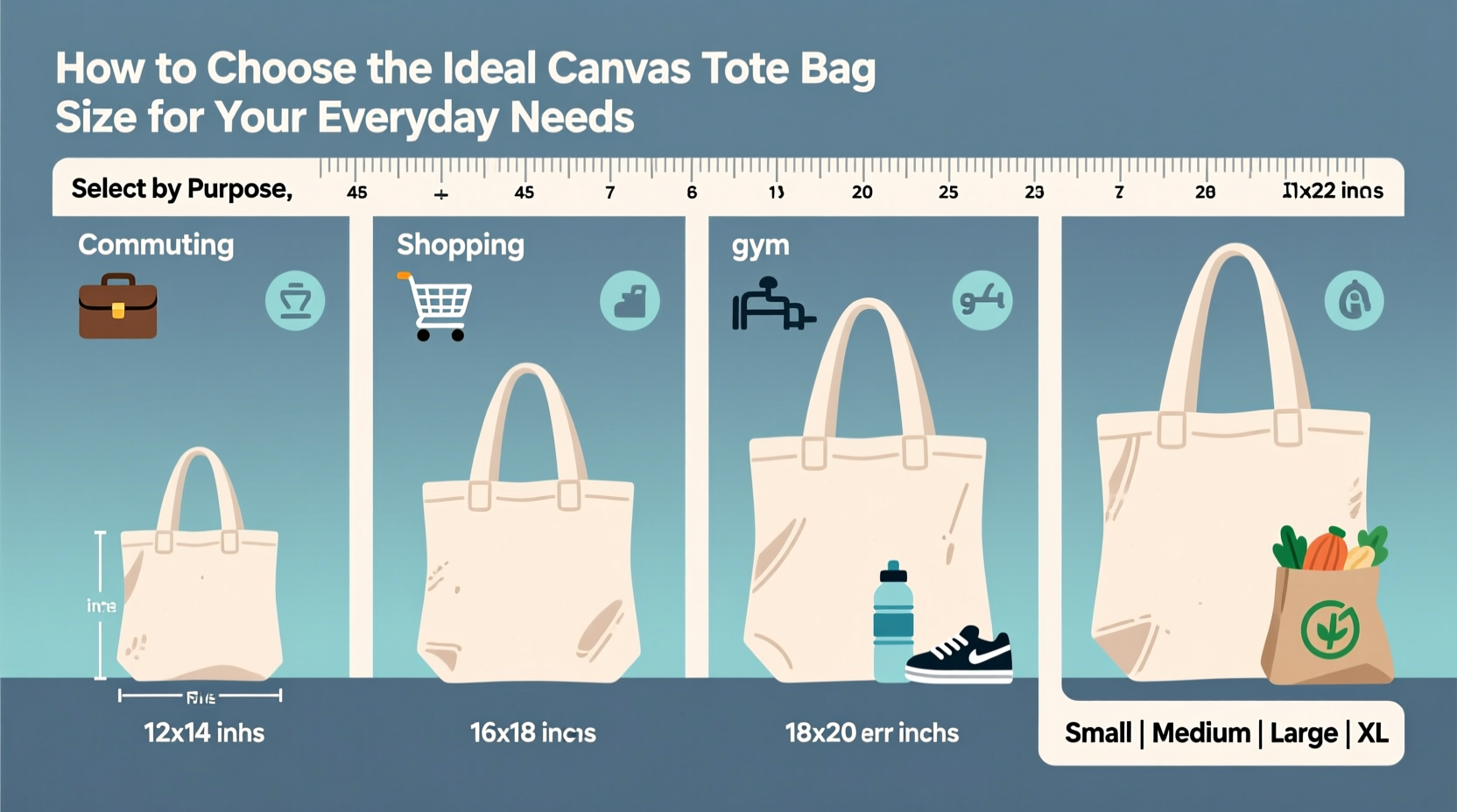 how to select the ideal canvas tote bag size for your everyday needs
