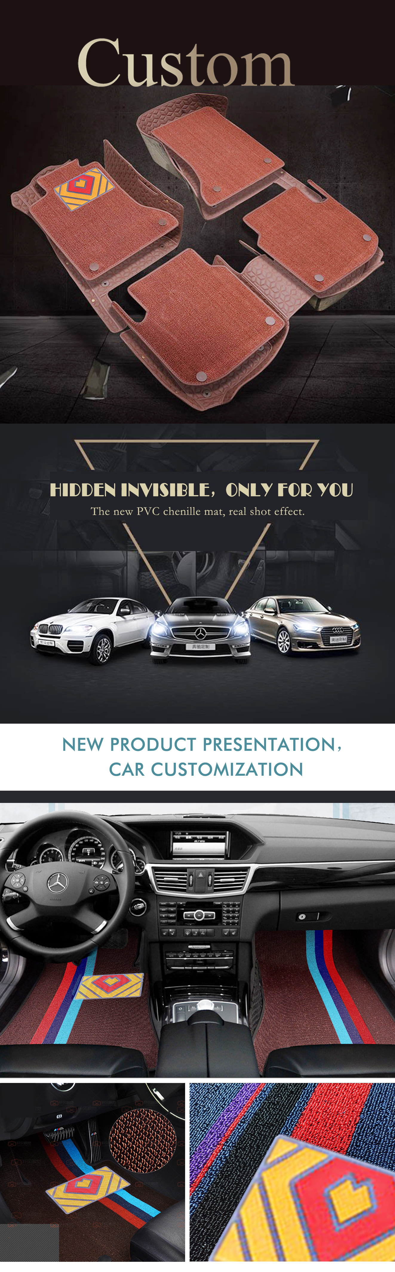 2019 new environmentally friendly car wire ring mat, fireproof, non-slip, flame retardant, ultra-thin three-layer composite car