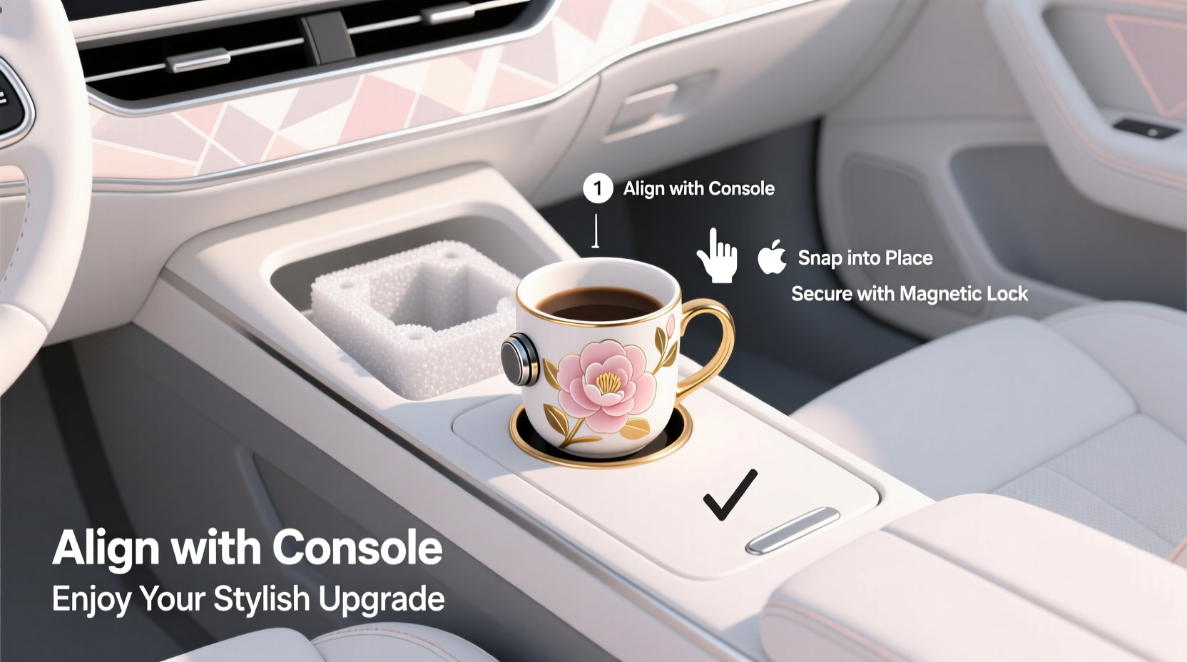 step by step guide installing a camellia pattern cup holder in your car for a stylish upgrade