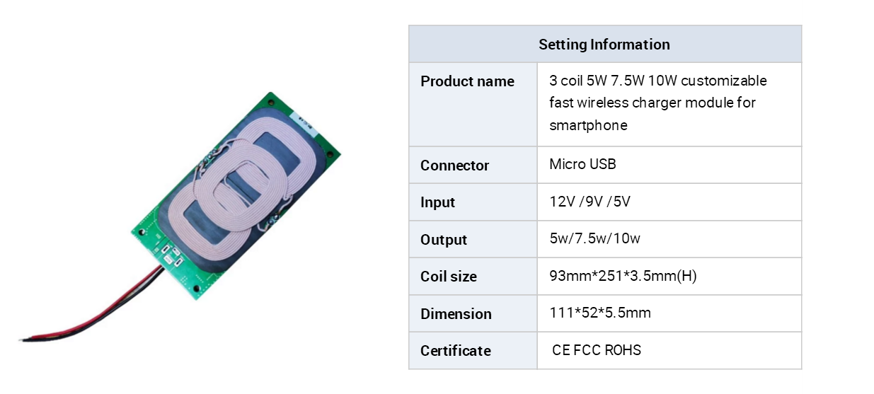 Custom 3 Coils Wireless Charger module Transmit PCB for Samsung and iPhone