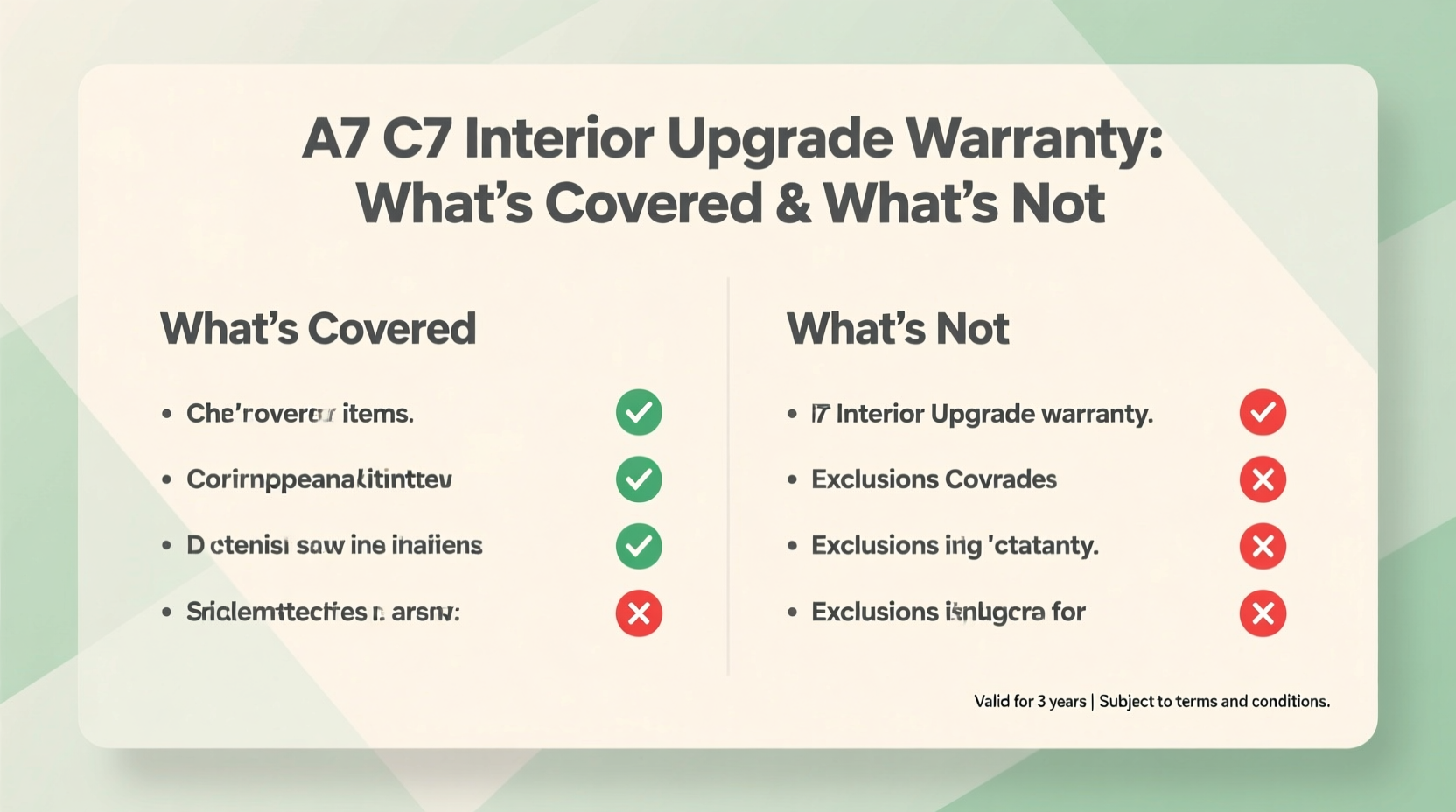 a7 c7 interior upgrade warranty