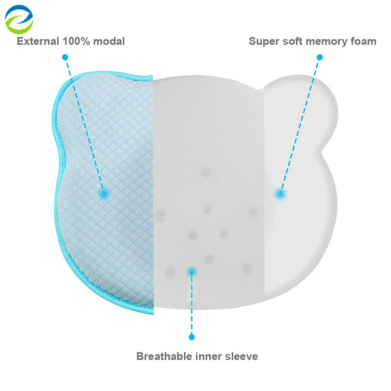 Newborn Infant Head Shaping Pillow With 100% Washable Model Cover Memory Foam Baby Pillow