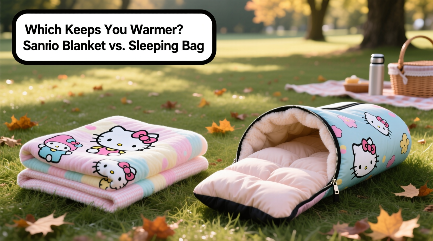 sanrio thin blanket vs sleeping bag for picnics which one is actually better for warmth