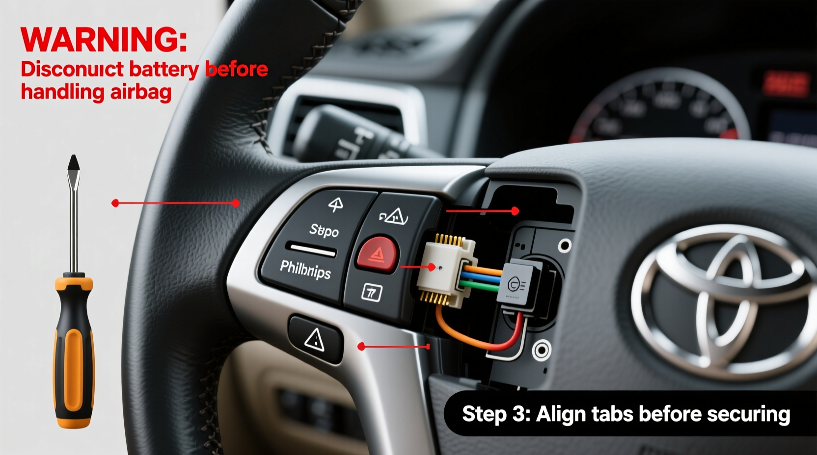 aurion 2010 replace steering button diy