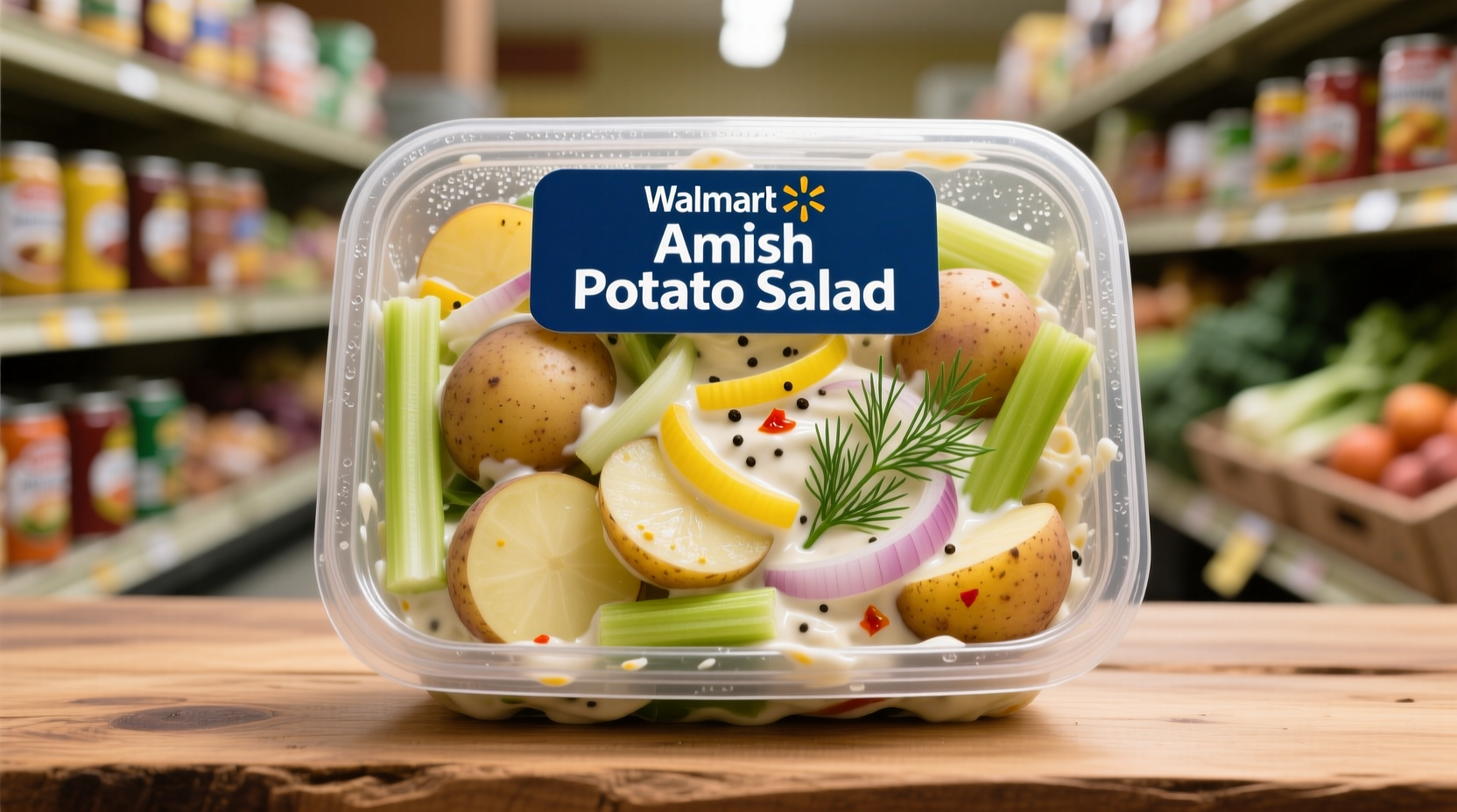 Walmart Marketside Amish potato salad container with fresh ingredients