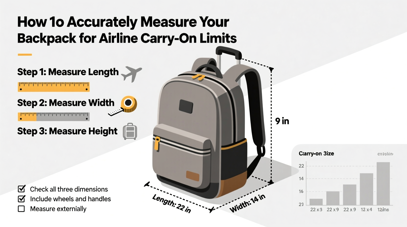 how to accurately measure your backpack to meet airline carry on size limits