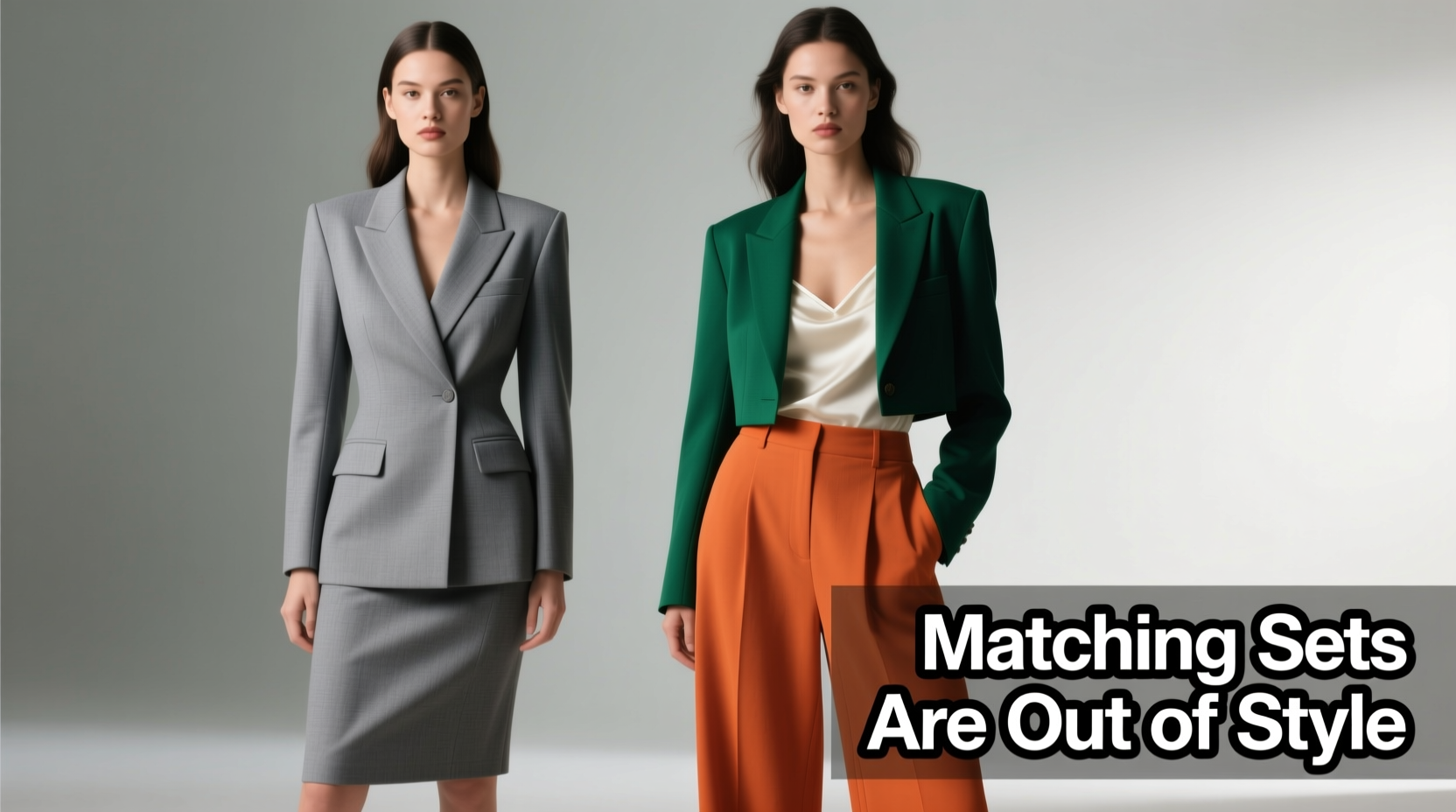 two piece skirt suit vs separates are matching sets out of style