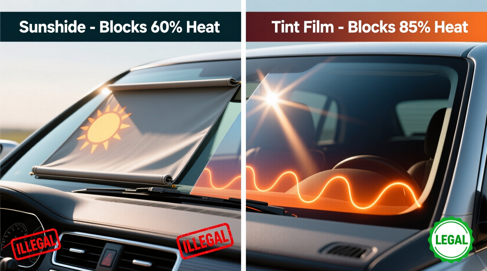 sunshade vs tint film