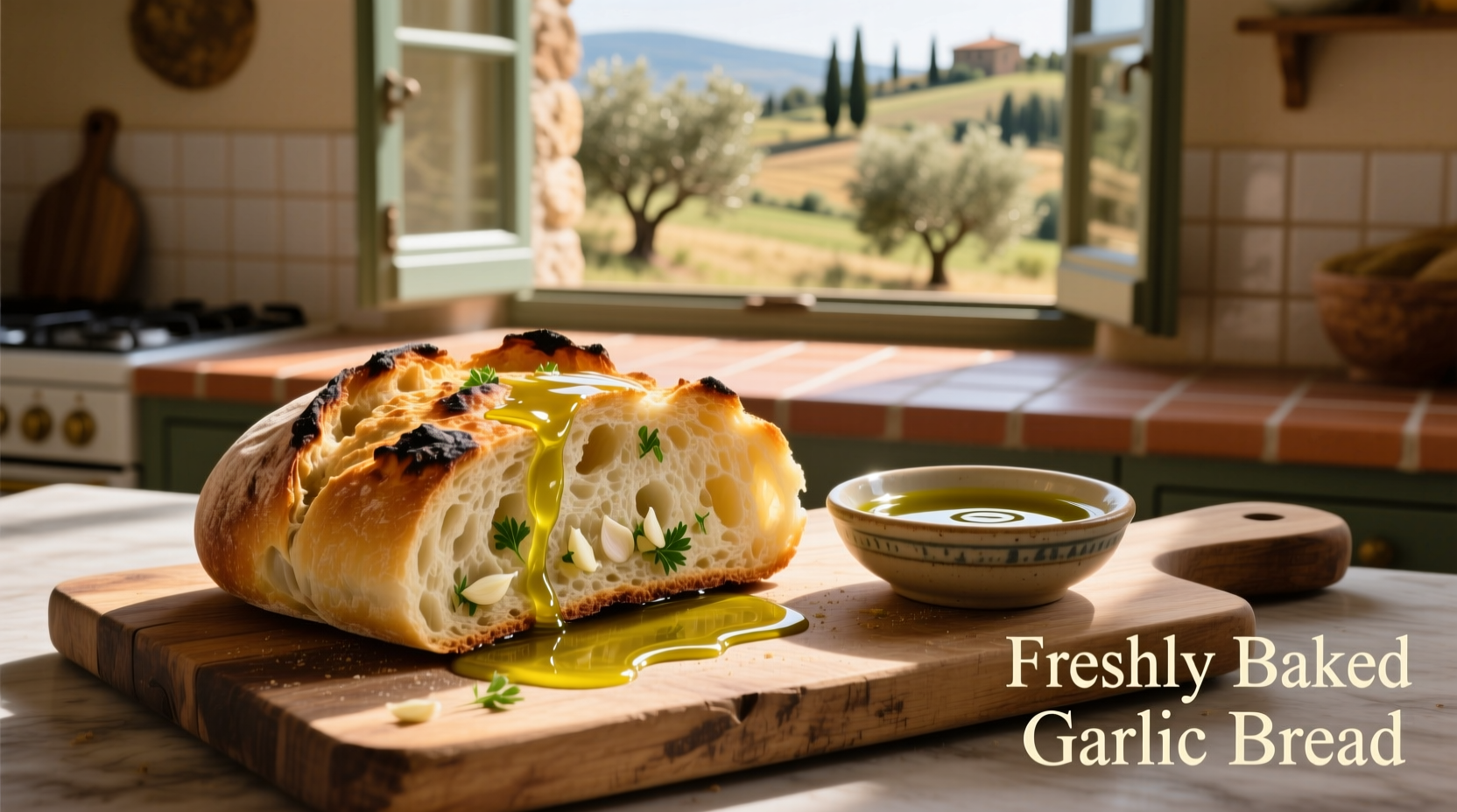 garlic bread with olive oil