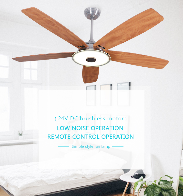 52 inches indoor modern design remote control LED light retractable DC ceiling fan