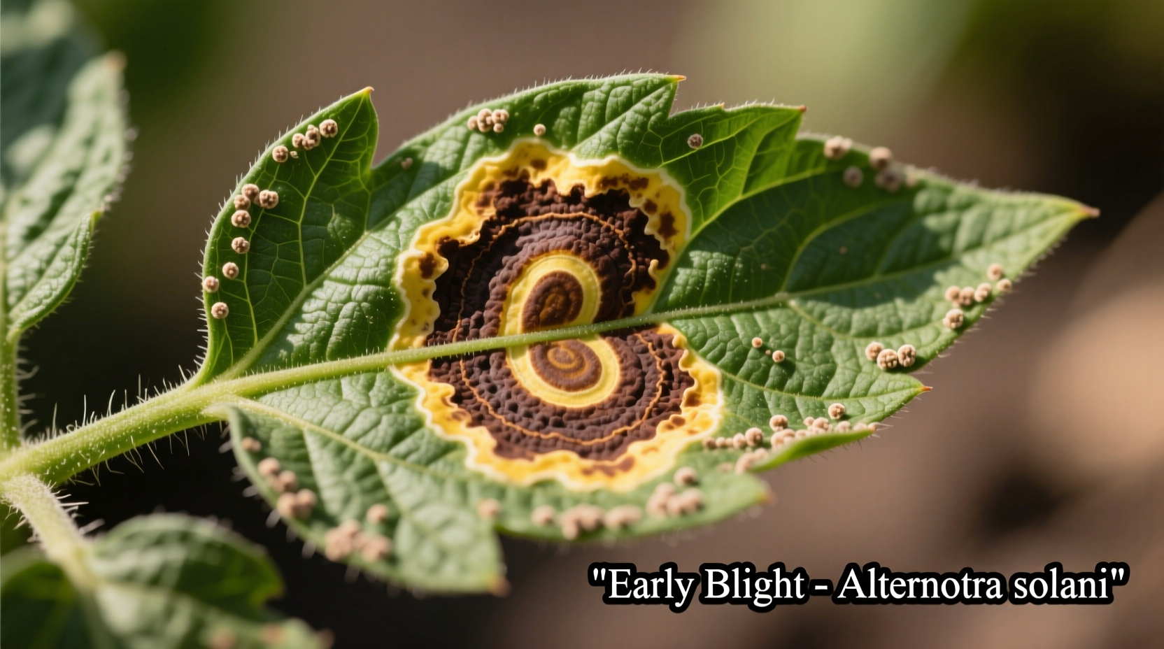 Tomato leaves showing early blight concentric rings