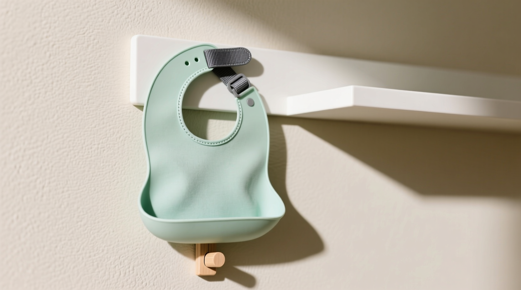 store baby bibs anywhere with velcro tape