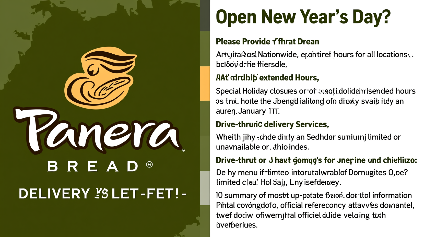 is panera bread open on new years day