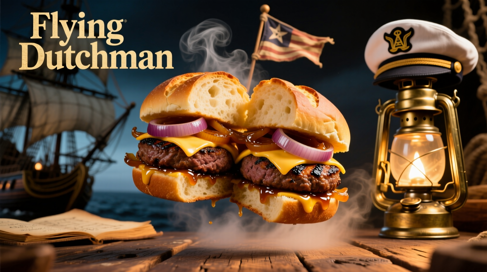 Wisconsin-style onion wrapped Flying Dutchman sandwich