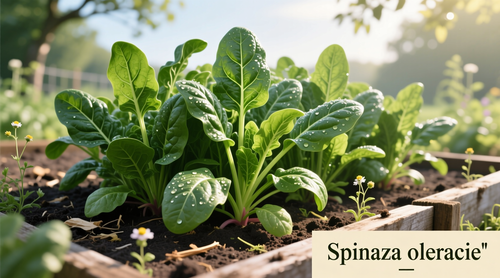 Spinach plants growing in garden bed