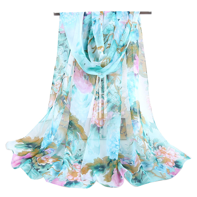 Custom New Summer Silk Scarves Sunscreen Chiffon Long Scarf For Women