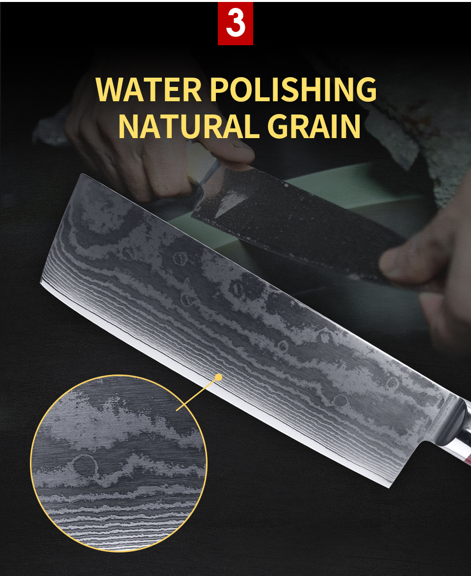 FINDKING 6 inch damascus nakiri knife pakka wood handle  67 layers damascus steel kitchen knife
