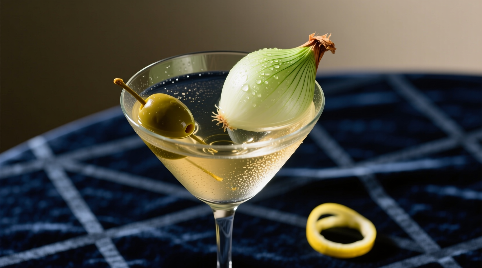 martini with cocktail onion