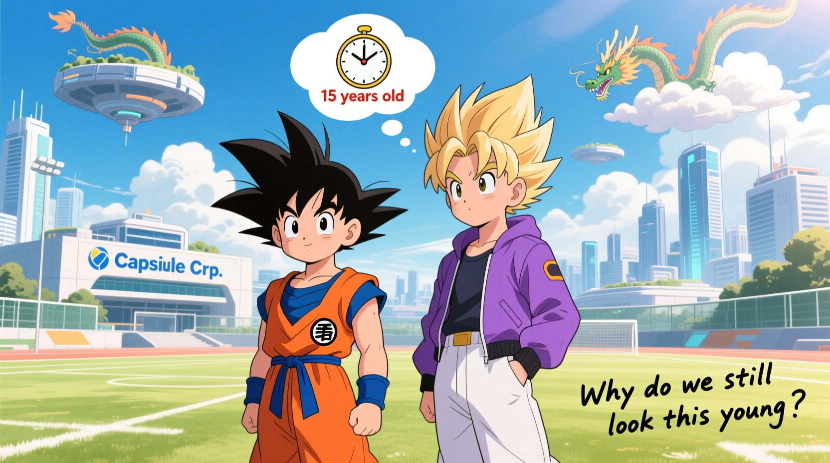 goten trunks age in super why are they still so young