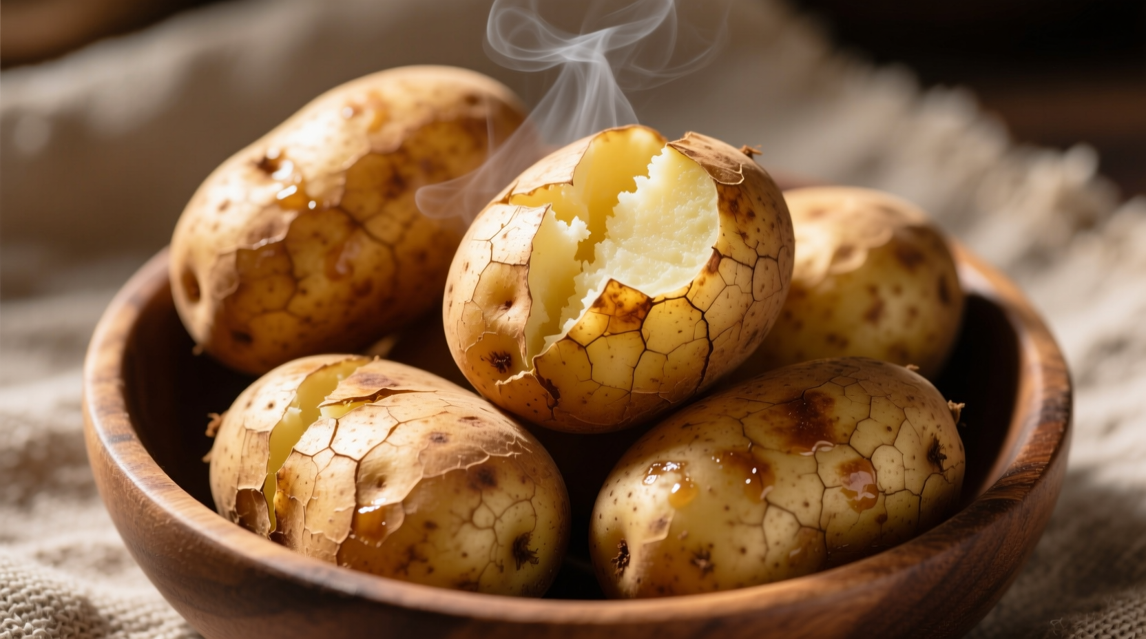 Perfectly baked russet potatoes with crispy skin