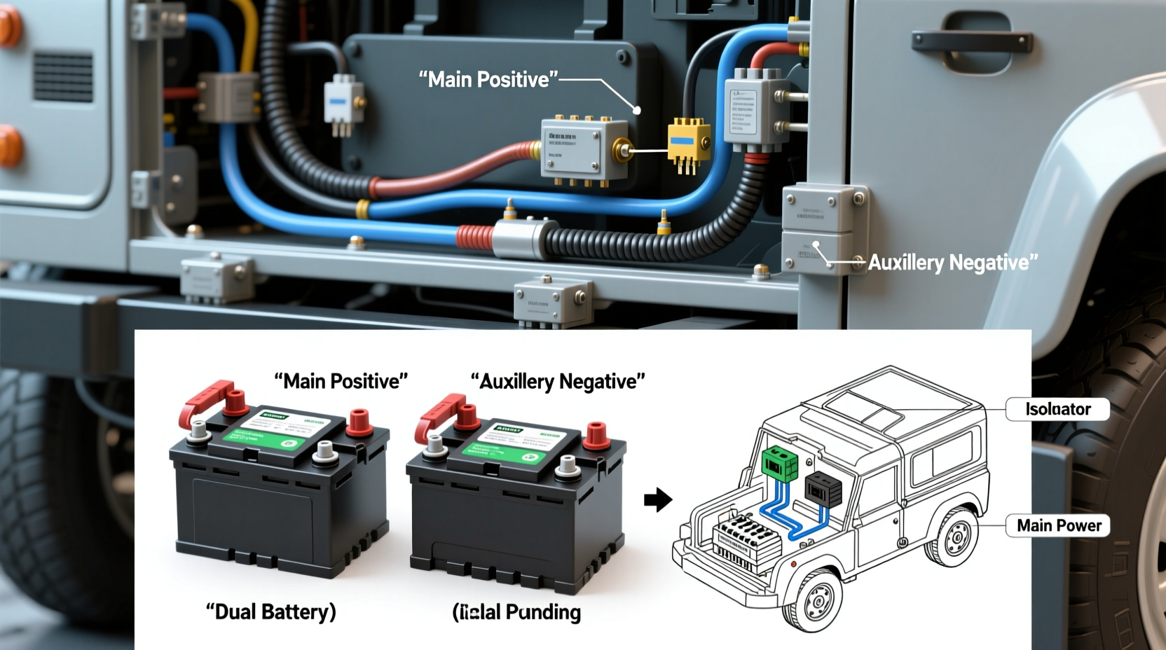 defender 90 dual battery install
