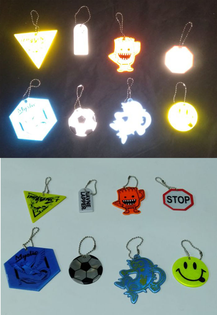 dongguan manufacturer factory custom animal shape reflective soft pvc keychains acrylic pendant safety reflector for decoration