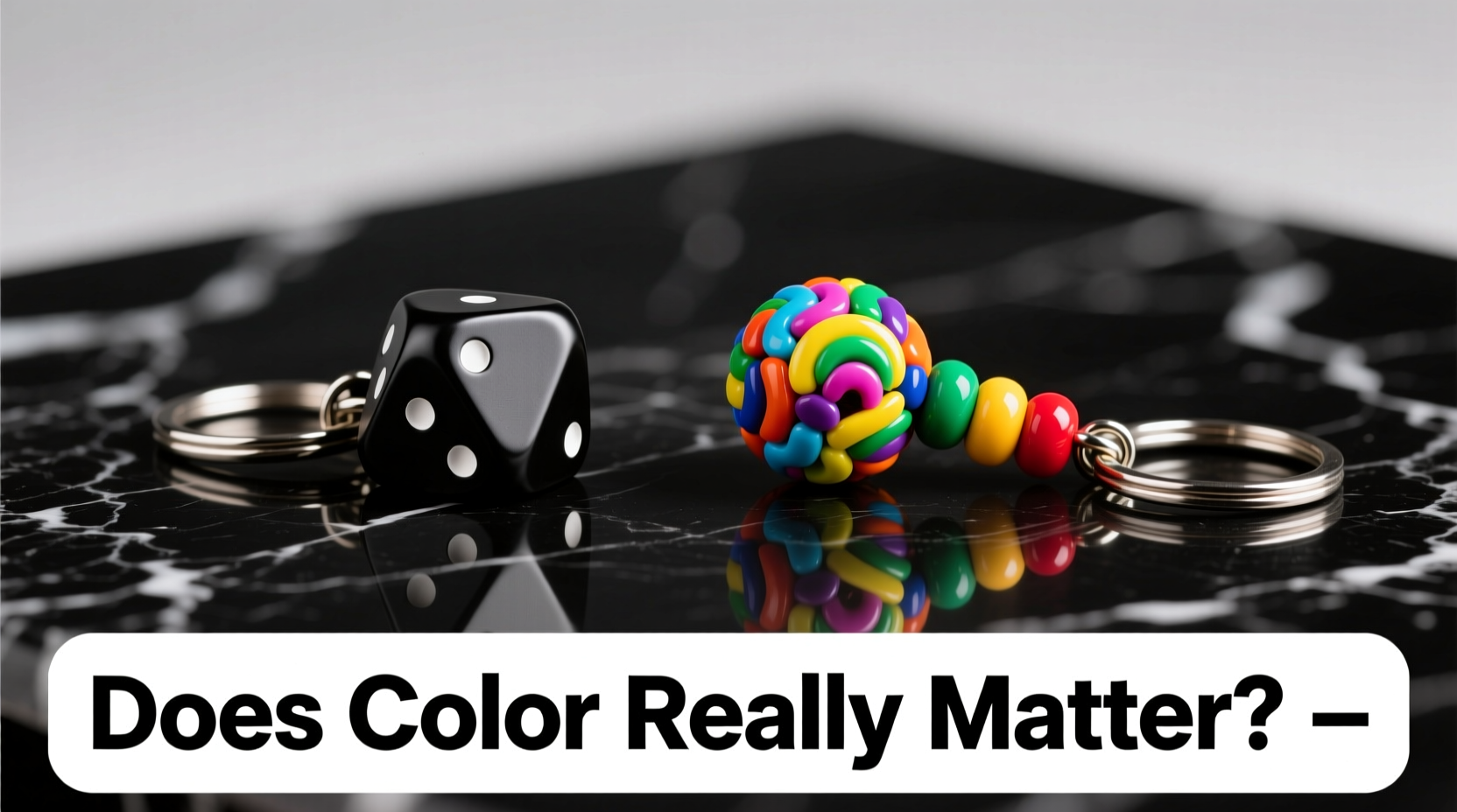 black dice keychain vs colorful keychain does color really matter