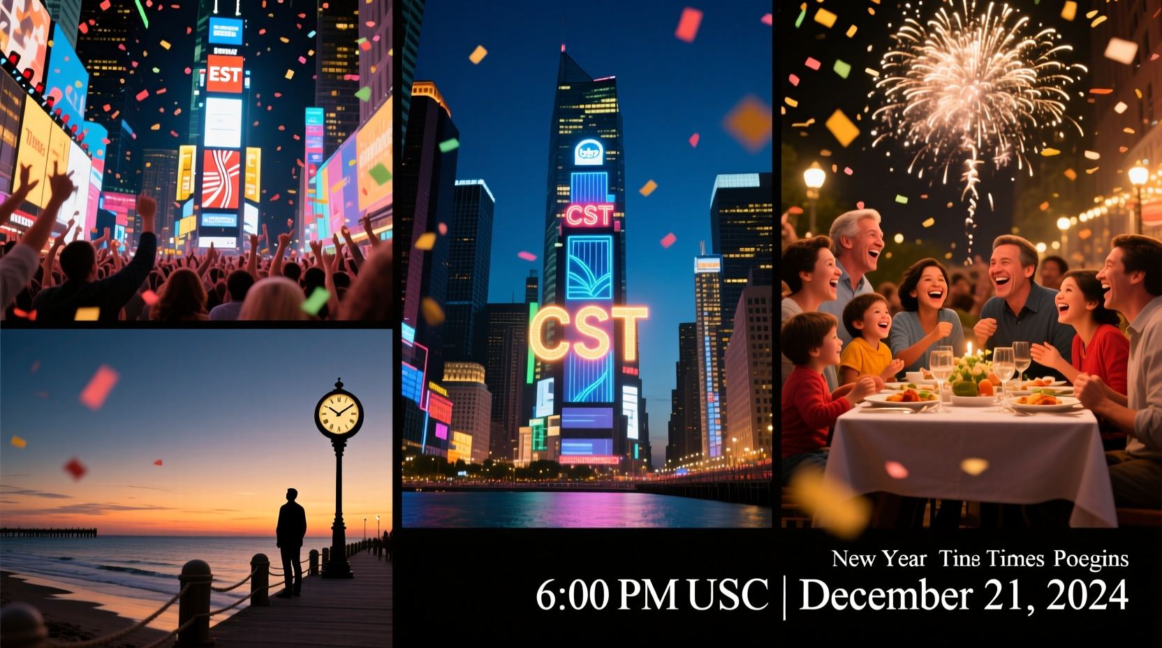 New Year in US Time Zones Begins December 31 at 6 PM UTC
