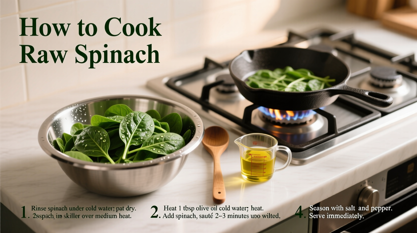 how to cook raw spinach